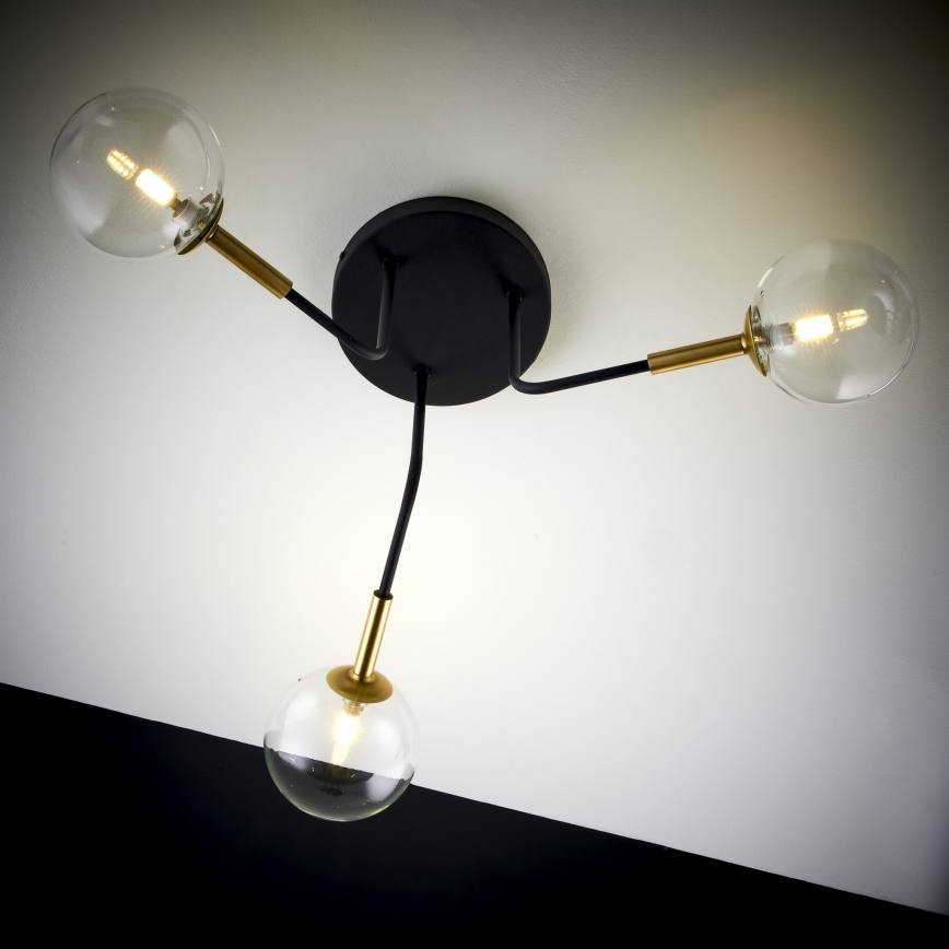 Jupiter 2039 - Candeeiro suspenso BURANO 3xG9/10W/230V preto/dourado/transparente
