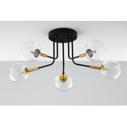 Jupiter 2040 - Candeeiro suspenso BURANO 5xG9/10W/230V preto/dourado/transparente