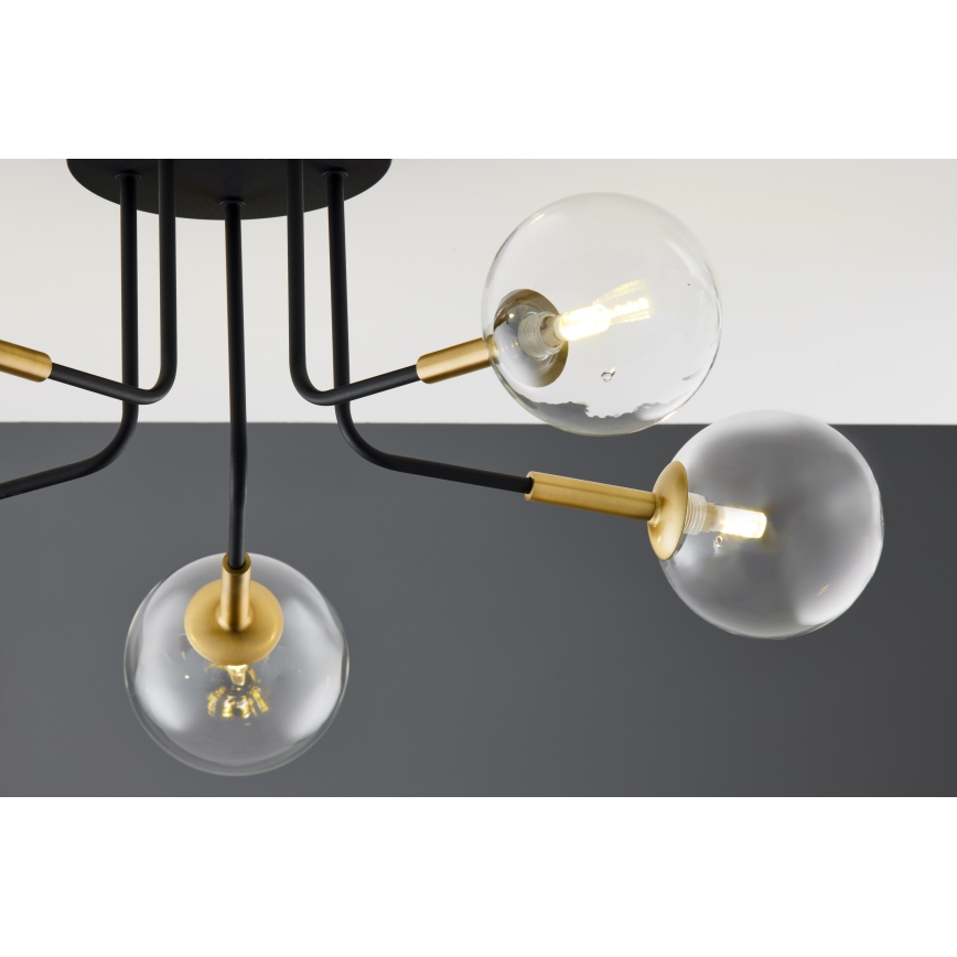 Jupiter 2040 - Candeeiro suspenso BURANO 5xG9/10W/230V preto/dourado/transparente