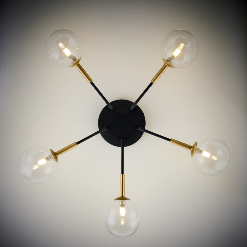 Jupiter 2040 - Candeeiro suspenso BURANO 5xG9/10W/230V preto/dourado/transparente