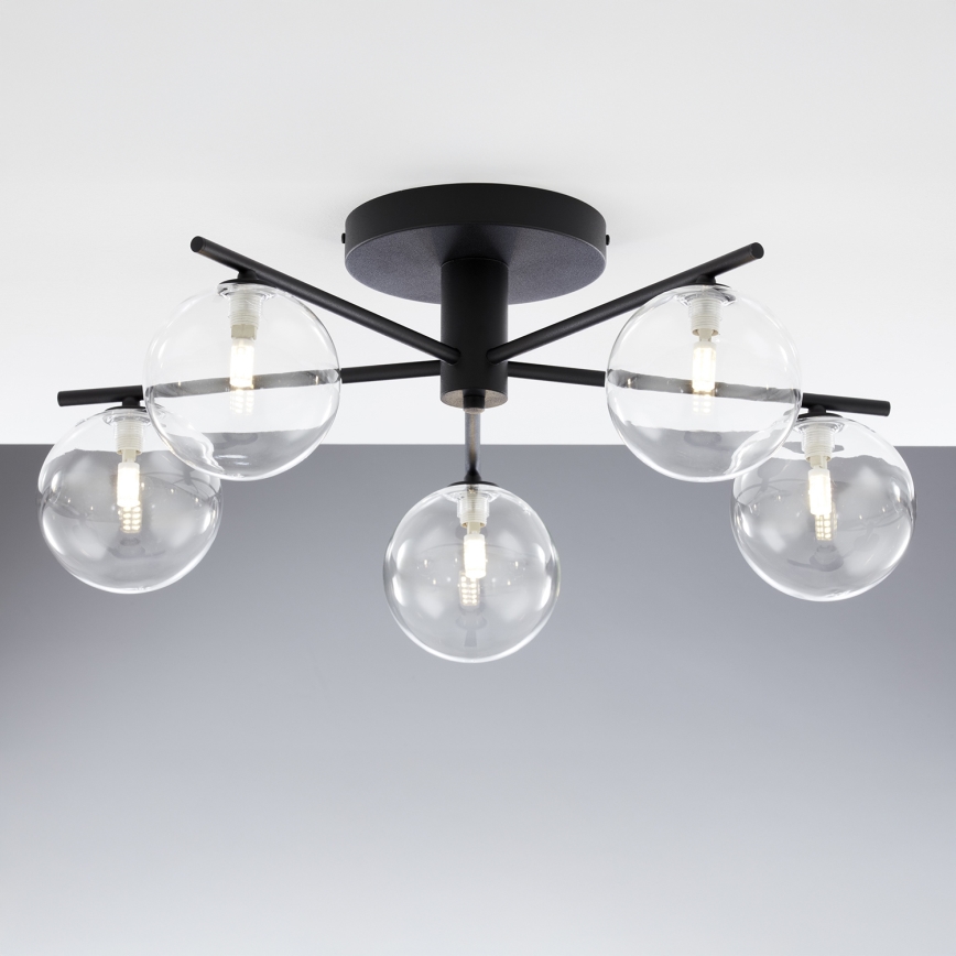 Jupiter 2046 - Candeeiro integrado PRATO 5xG9/10W/230V preto/transparente