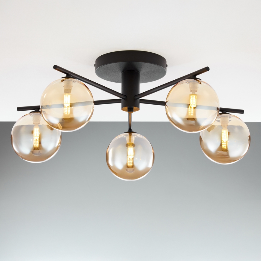 Jupiter 2047 - Candeeiro integrado PRATO 5xG9/10W/230V preto/bege