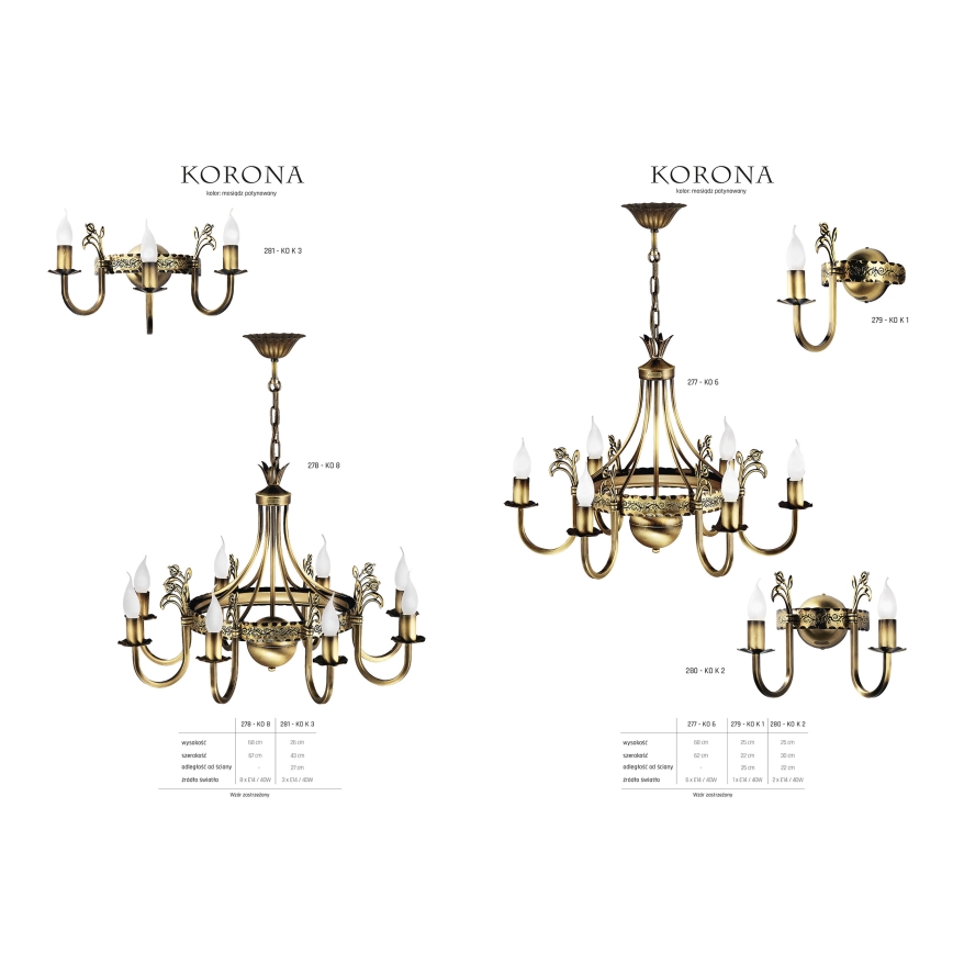 Jupiter 277 - KO 6 - Candelabro KORONA 6xE14/40W/230V