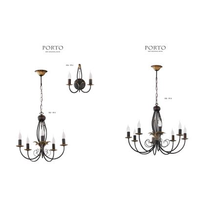 Jupiter 592 - PR 5 -  Candelabro numa corrente PORTO 5xE14/40W/230V