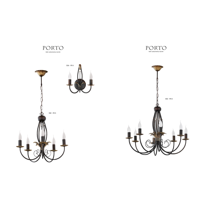 Jupiter 592 - PR 5 -  Candelabro numa corrente PORTO 5xE14/40W/230V