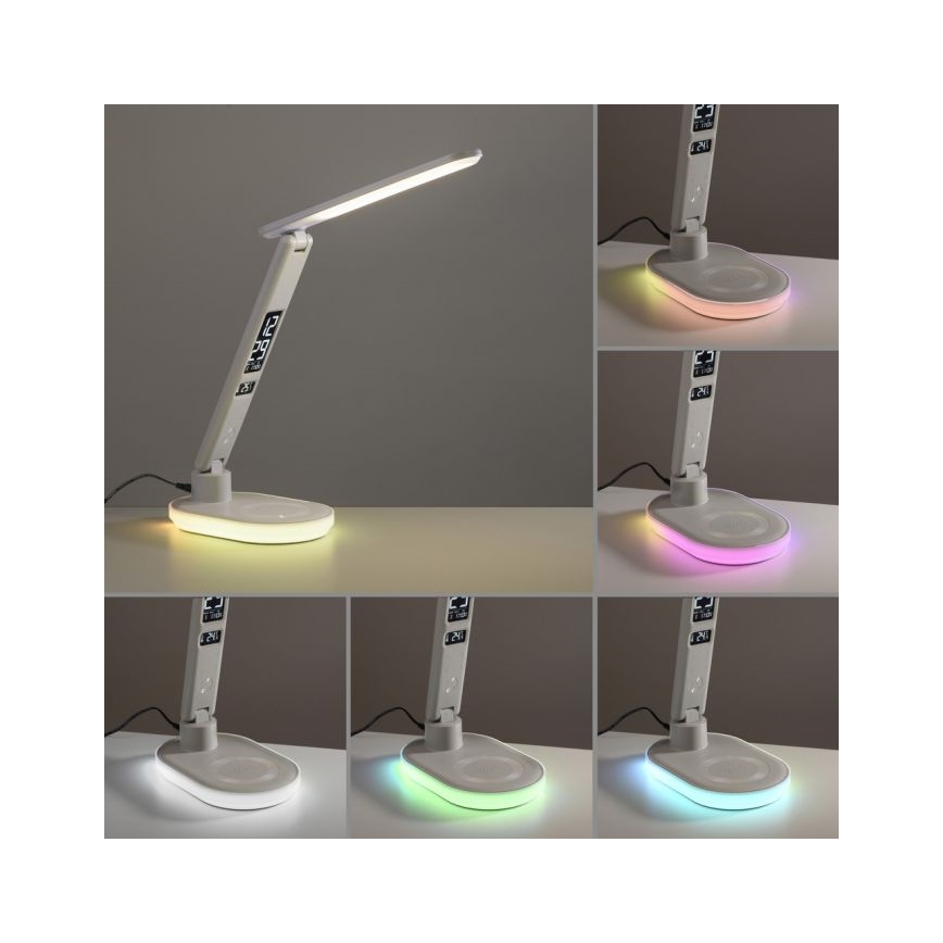 JUST LIGHT. 11018-16 - Candeeiro de mesa tátil LED RGBW dimerizável com carregamento sem fios TINA LED/4W/230V branco
