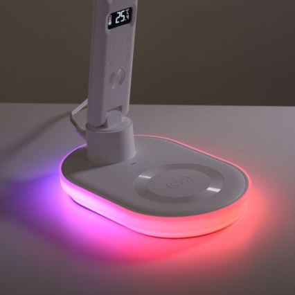 JUST LIGHT. 11018-16 - Candeeiro de mesa tátil LED RGBW dimerizável com carregamento sem fios TINA LED/4W/230V branco