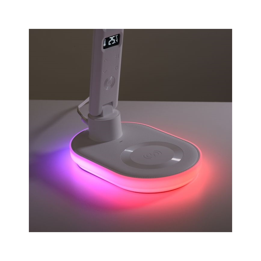JUST LIGHT. 11018-16 - Candeeiro de mesa tátil LED RGBW dimerizável com carregamento sem fios TINA LED/4W/230V branco