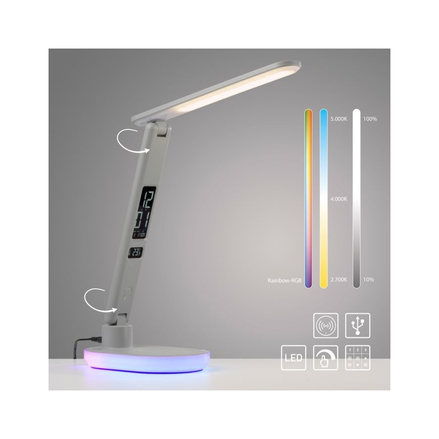 JUST LIGHT. 11018-16 - Candeeiro de mesa tátil LED RGBW dimerizável com carregamento sem fios TINA LED/4W/230V branco