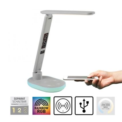 JUST LIGHT. 11018-16 - Candeeiro de mesa tátil LED RGBW dimerizável com carregamento sem fios TINA LED/4W/230V branco