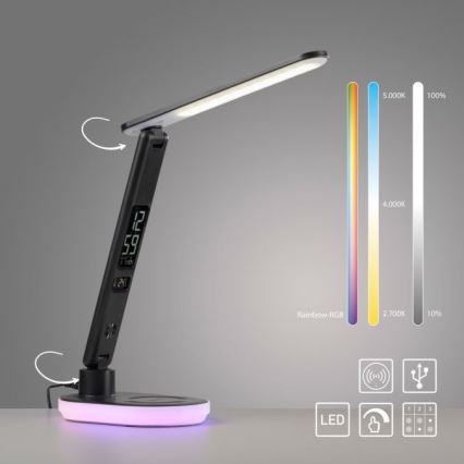 JUST LIGHT. 11018-18 - Candeeiro de mesa táctil LED RGBW com regulação e carregamento sem fios TINA LED/4W/230V