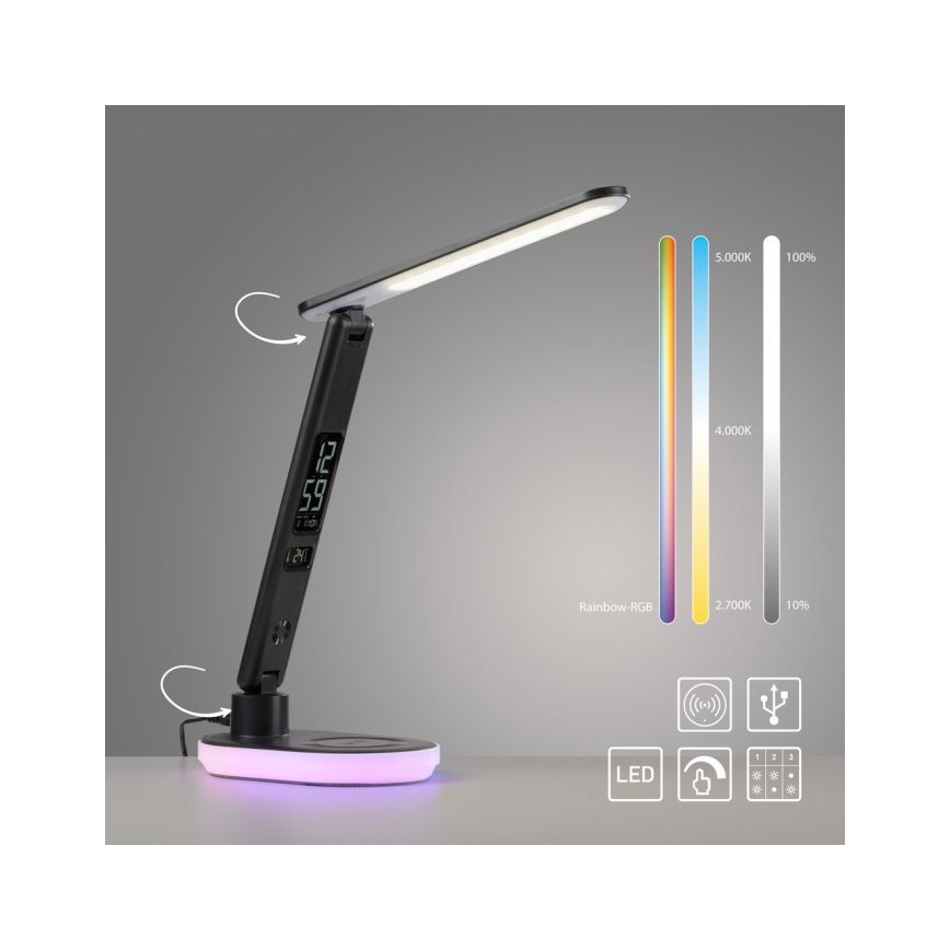JUST LIGHT. 11018-18 - Candeeiro de mesa táctil LED RGBW com regulação e carregamento sem fios TINA LED/4W/230V