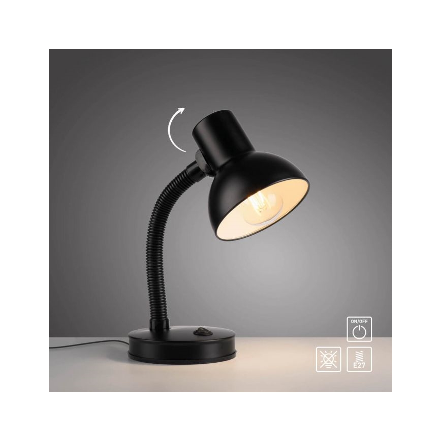JUST LIGHT. 11080-18 - Candeeiro de mesa flexível FLEXI 1xE27/25W/230V preto