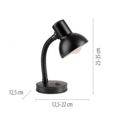 JUST LIGHT. 11080-18 - Candeeiro de mesa flexível FLEXI 1xE27/25W/230V preto