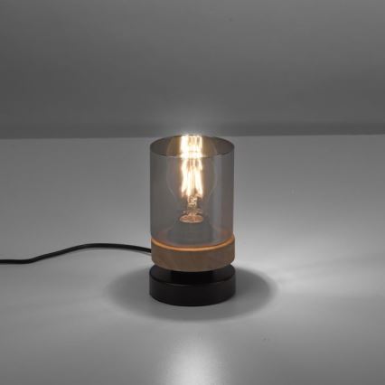 JUST LIGHT. 11310-18 - Candeeiro de mesa PASQUAL 1xE27/40W/230V preto/árvore da borracha