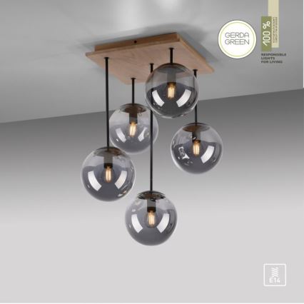 JUST LIGHT. 11395-79 - Candeeiro suspenso WIDOW 5xE14/25W/230V carvalho