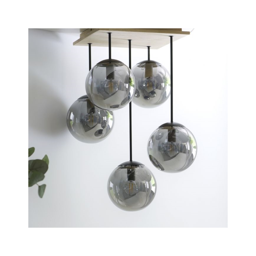 JUST LIGHT. 11395-79 - Candeeiro suspenso WIDOW 5xE14/25W/230V carvalho