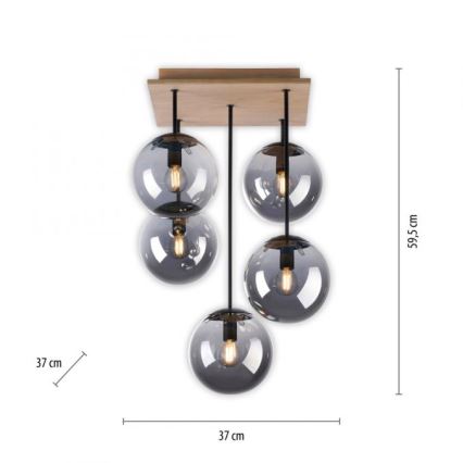 JUST LIGHT. 11395-79 - Candeeiro suspenso WIDOW 5xE14/25W/230V carvalho