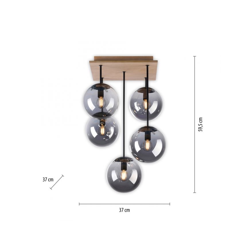JUST LIGHT. 11395-79 - Candeeiro suspenso WIDOW 5xE14/25W/230V carvalho