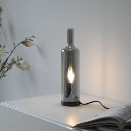 JUST LIGHT. 14006-25 - Candeeiro de mesa BOTTLE 1xE14/25W/230V preto/fumê