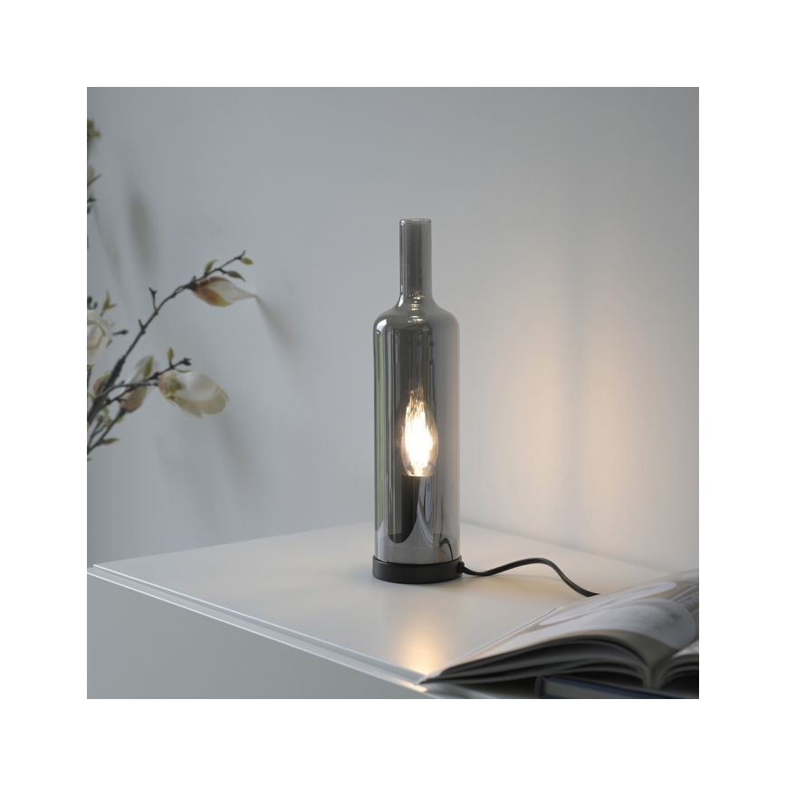 JUST LIGHT. 14006-25 - Candeeiro de mesa BOTTLE 1xE14/25W/230V preto/fumê