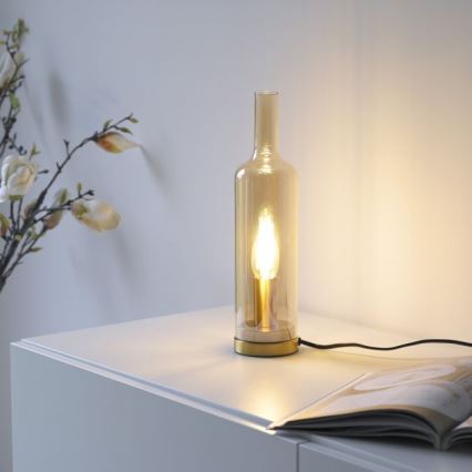 JUST LIGHT. 14006-27 - Candeeiro de mesa BOTTLE 1xE14/25W/230V bege/fumado