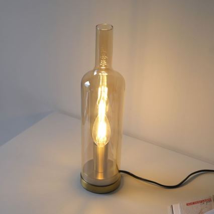 JUST LIGHT. 14006-27 - Candeeiro de mesa BOTTLE 1xE14/25W/230V bege/fumado