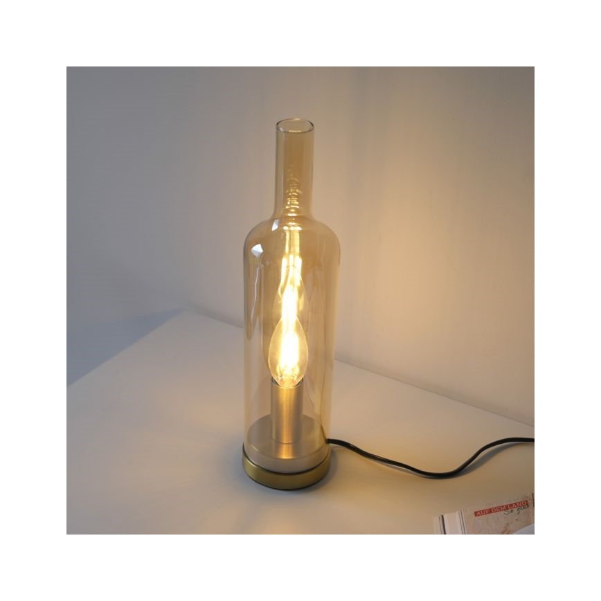 JUST LIGHT. 14006-27 - Candeeiro de mesa BOTTLE 1xE14/25W/230V bege/fumado