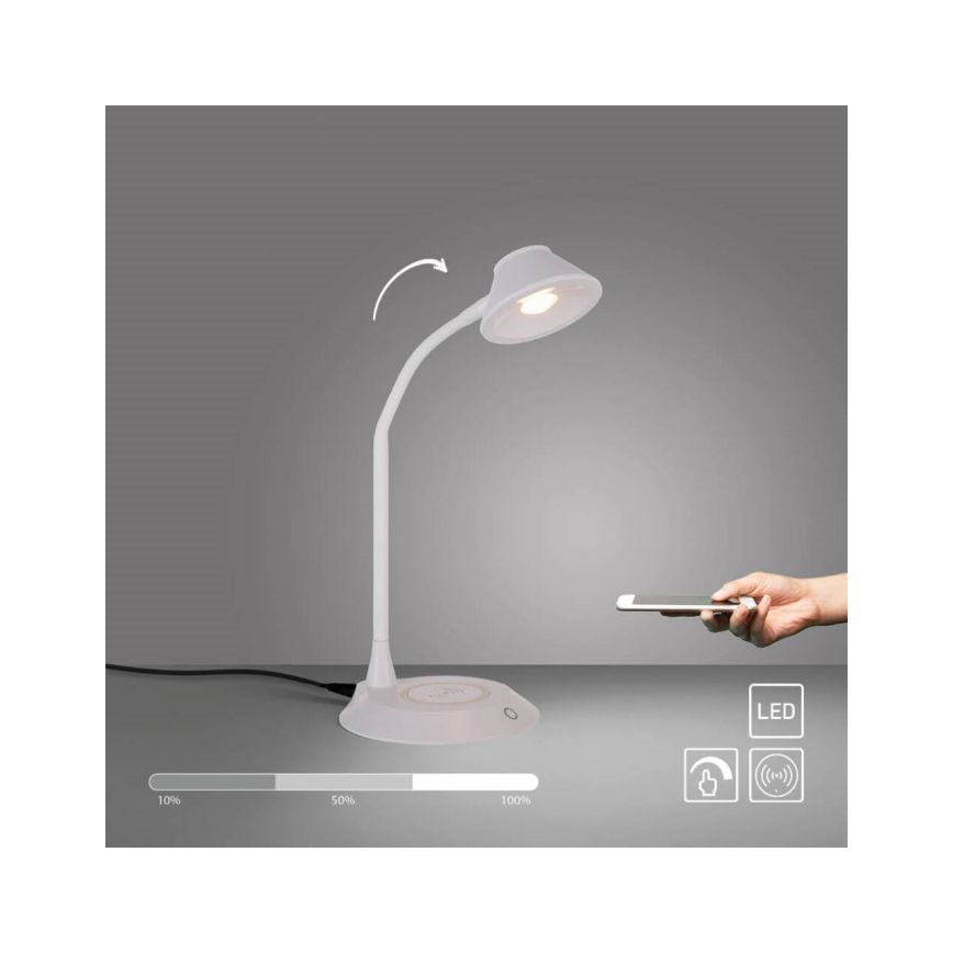 JUST LIGHT. 14414-16 - Candeeiro de mesa LED tátil, flexível e regulável com carregamento sem fios PUCKI LED/4,5W/230V branco