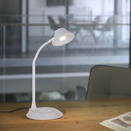 JUST LIGHT. 14414-16 - Candeeiro de mesa LED tátil, flexível e regulável com carregamento sem fios PUCKI LED/4,5W/230V branco