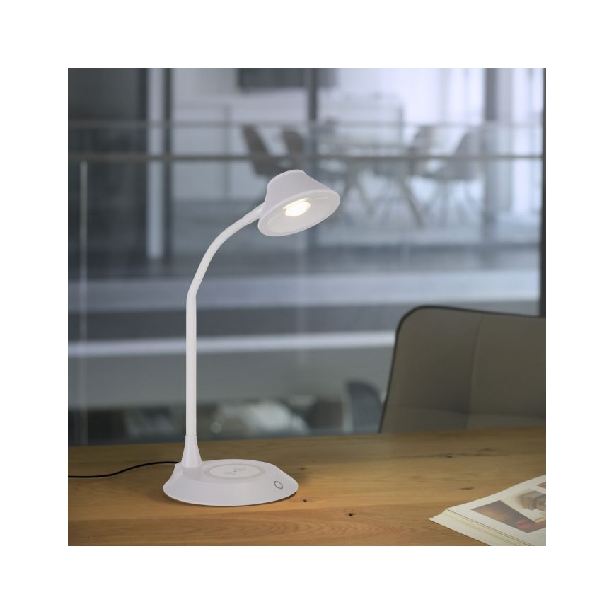JUST LIGHT. 14414-16 - Candeeiro de mesa LED tátil, flexível e regulável com carregamento sem fios PUCKI LED/4,5W/230V branco
