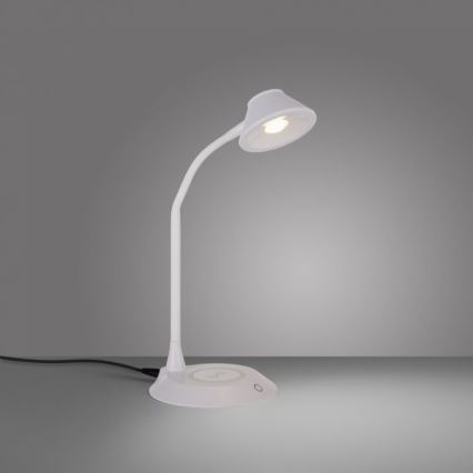 JUST LIGHT. 14414-16 - Candeeiro de mesa LED tátil, flexível e regulável com carregamento sem fios PUCKI LED/4,5W/230V branco
