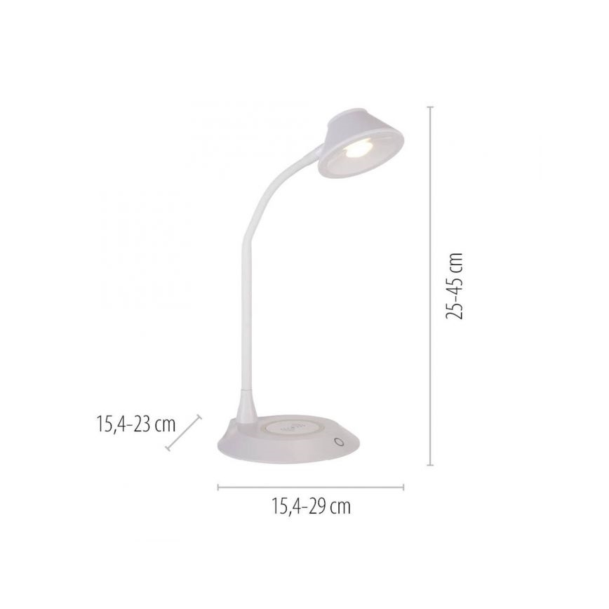 JUST LIGHT. 14414-16 - Candeeiro de mesa LED tátil, flexível e regulável com carregamento sem fios PUCKI LED/4,5W/230V branco