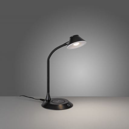 JUST LIGHT. 14414-18 - Candeeiro de mesa LED dimerizável, flexível, com controlo táctil e carregamento sem fios PUCKI LED/4,5W/230V preto