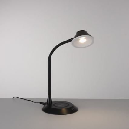 JUST LIGHT. 14414-18 - Candeeiro de mesa LED dimerizável, flexível, com controlo táctil e carregamento sem fios PUCKI LED/4,5W/230V preto