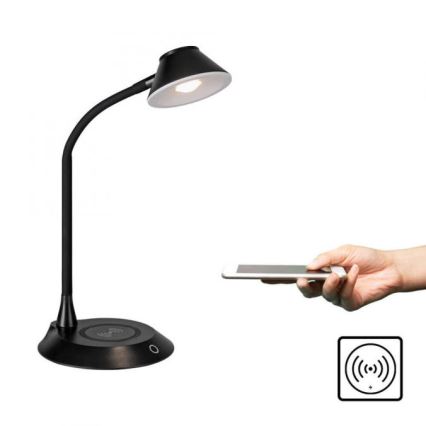 JUST LIGHT. 14414-18 - Candeeiro de mesa LED dimerizável, flexível, com controlo táctil e carregamento sem fios PUCKI LED/4,5W/230V preto