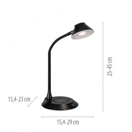 JUST LIGHT. 14414-18 - Candeeiro de mesa LED dimerizável, flexível, com controlo táctil e carregamento sem fios PUCKI LED/4,5W/230V preto