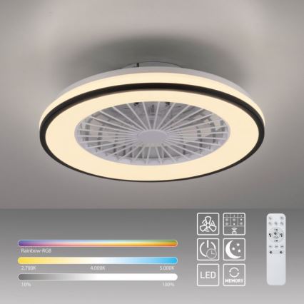 JUST LIGHT. 14447-18 - Ventilador de teto LED RGBW dimmerizável com luz LENO LED/44W/230V 3000-6500K diâmetro 48,6 cm branco + controlo remoto