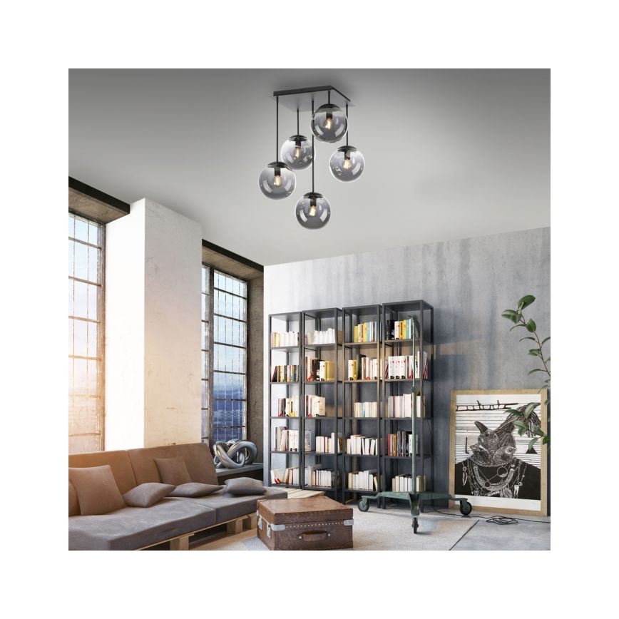 JUST LIGHT. 14602-18 - Candeeiro suspenso WIDOW 5xE14/25W/230V preto