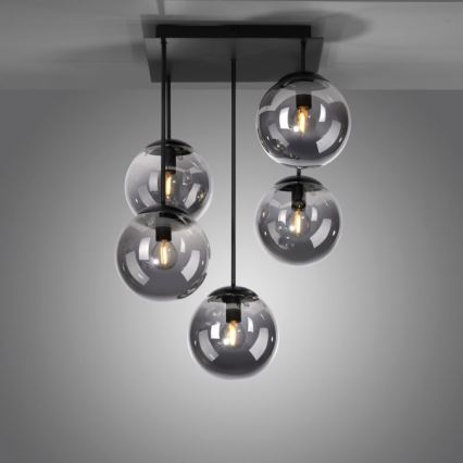 JUST LIGHT. 14602-18 - Candeeiro suspenso WIDOW 5xE14/25W/230V preto