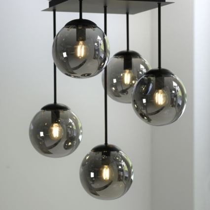 JUST LIGHT. 14602-18 - Candeeiro suspenso WIDOW 5xE14/25W/230V preto