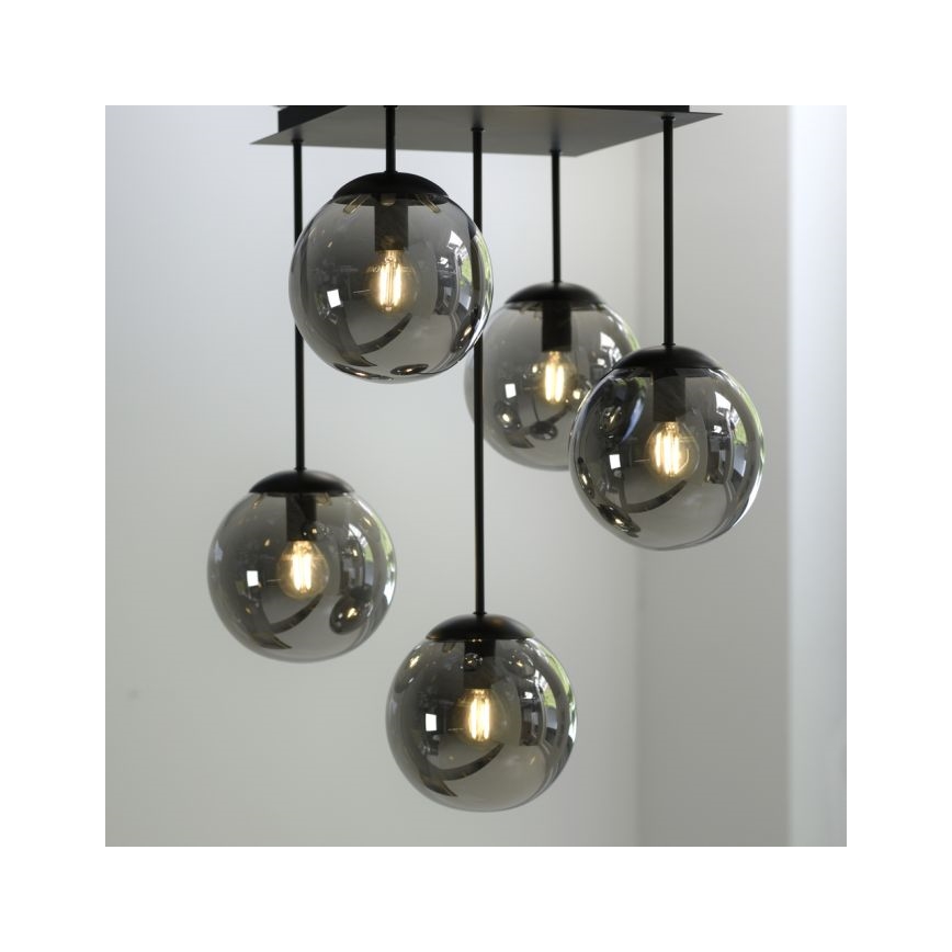 JUST LIGHT. 14602-18 - Candeeiro suspenso WIDOW 5xE14/25W/230V preto