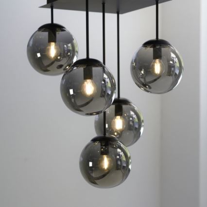 JUST LIGHT. 14602-18 - Candeeiro suspenso WIDOW 5xE14/25W/230V preto