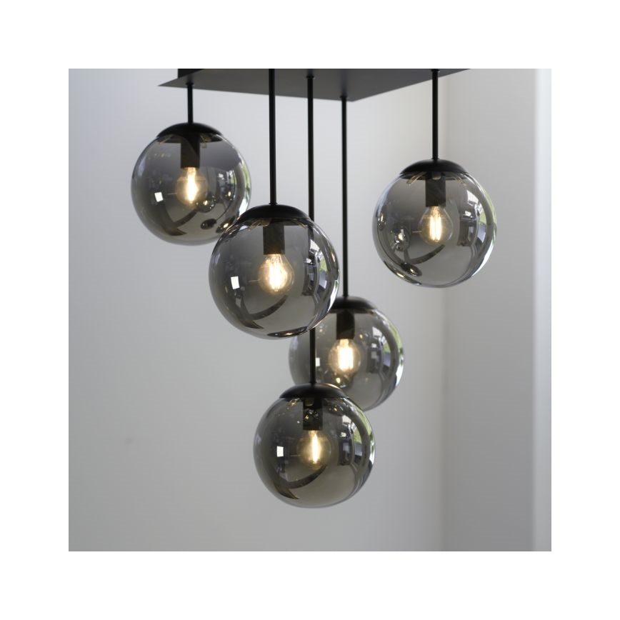 JUST LIGHT. 14602-18 - Candeeiro suspenso WIDOW 5xE14/25W/230V preto