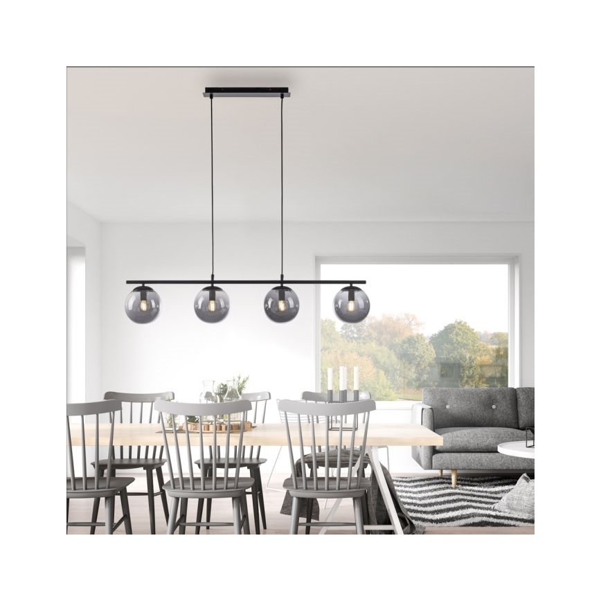 JUST LIGHT. 14604-18 - Candeeiro suspenso WIDOW 4xE14/25W/230V preto