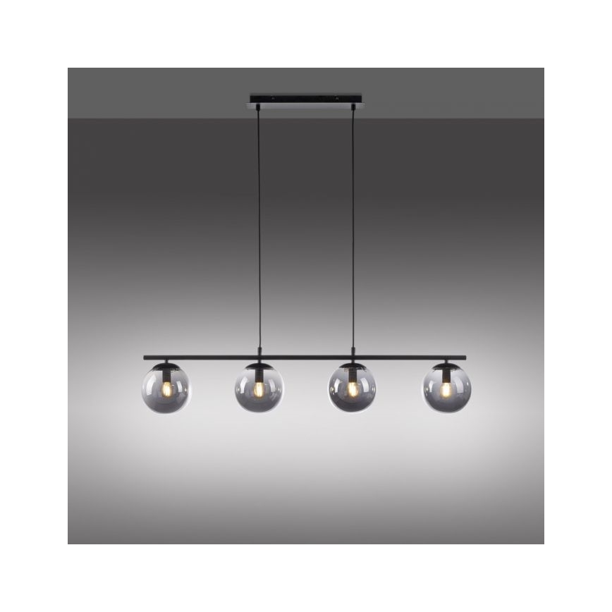 JUST LIGHT. 14604-18 - Candeeiro suspenso WIDOW 4xE14/25W/230V preto