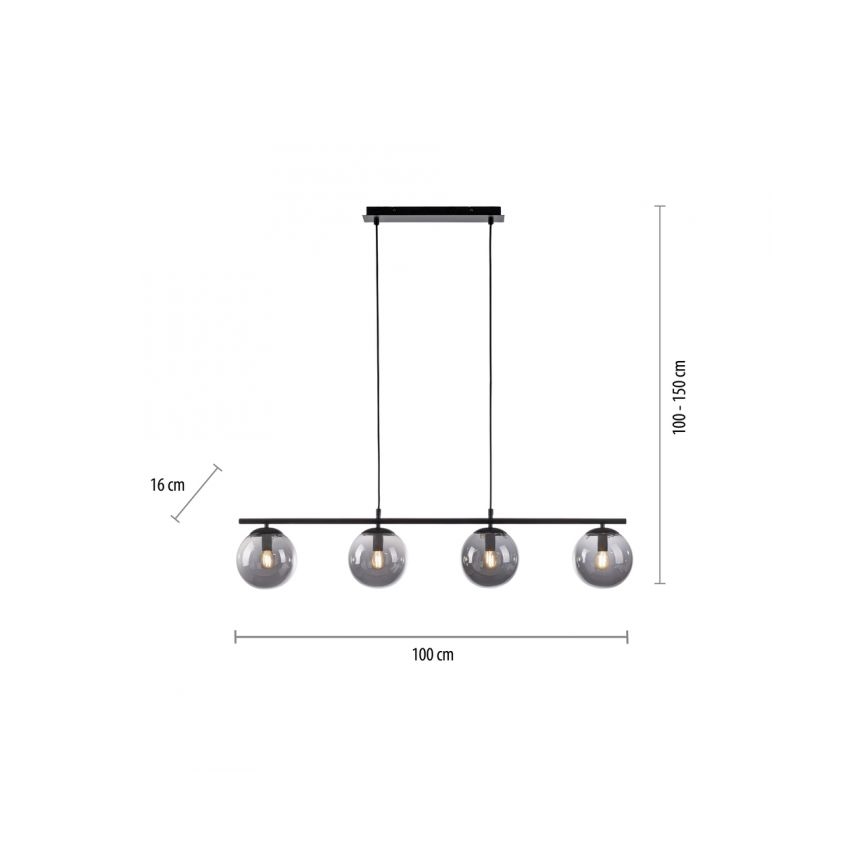 JUST LIGHT. 14604-18 - Candeeiro suspenso WIDOW 4xE14/25W/230V preto