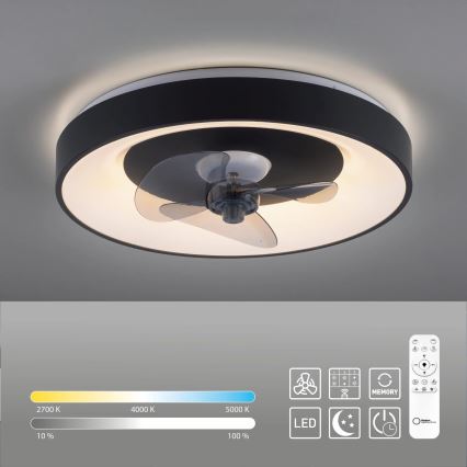 JUST LIGHT. 14644-18 - Iluminação de teto LED com regulação e ventoinha VENIKA LED/36W/230V diâmetro 48,6 cm 2700-5000K + comando