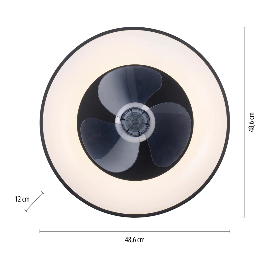 JUST LIGHT. 14644-18 - Iluminação de teto LED com regulação e ventoinha VENIKA LED/36W/230V diâmetro 48,6 cm 2700-5000K + comando