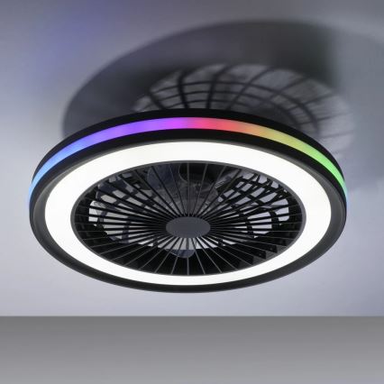 JUST LIGHT. 14649-18 - Ventilador de teto LED RGBW dimmerizável com luz BRANDON LED/36W/230V 2700-5000K diâmetro 46,5 cm preto + controlo remoto